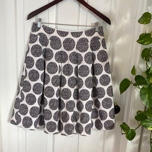 White House Black Market Black and White polka dot A-Line Skirt cotton pin up